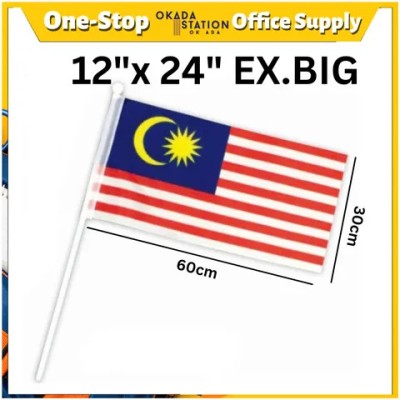 HAND FLAG   NYLON   EXTRA BIG   30 X 60CM   BENDERA TANGAN   BENDERA MALAYSIA
