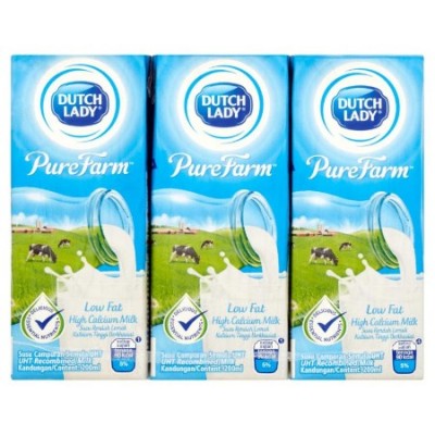 DUTCH LADY Pure Farm Low Fat High Calcium UHT Milk (24 x 200ml) (24 Units Per Carton) [KLANG VALLEY ONLY]