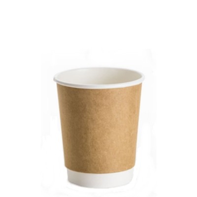 8oz Plain White/ Kraft Double Wall Cups (1000 Units Per Carton)