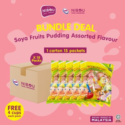 Nibou (NBI) DADIH Soya Fruits Pudding with Nata (Mix) (Free 4 Cups) (35gm x 16's x 15)