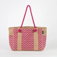 # AB 18 - TOSSA Fashion Jute Bag- Zig Zag print pink (25 Units Per Carton)