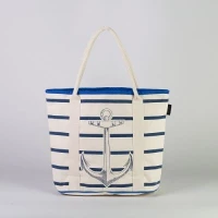 # RB 117 - TOSSA Fashion Cotton Bag  Blue Anchor & Stripes  (25 Units Per Carton)