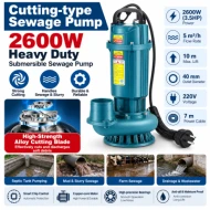 Heavy Duty Submersible Sewage Water Pump 2600W (3.5HP) with Cutting Type Impeller  220V