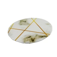 10.5" Round White Marble with Gold Lines Cake Board [2.7MM thick]