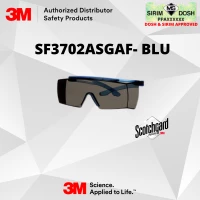 3M SecureFit 3700 Series, SF3702SGAF-BLU, Blue Temple, Scotchgard Anti-Fog Coating, Grey OTG AF-AS Lens, Sirim and Dosh Approved
