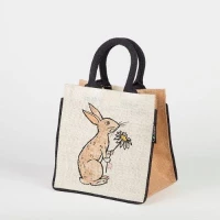 # AB 44 - TOSSA Jute Gift Bag Rabbit print (50 Units Per Carton)