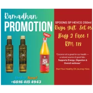 [RMD PROMOTION] RAYA GIFT - SET 05 [SPOONS HEVCO Coconut Oil 250ml btlX2 + FREE  Radiant Organic Apple Cider Vinegar 750MLX1]
