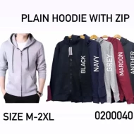 Wholesale Hoodie - Plain Hoodie with zip 0200040