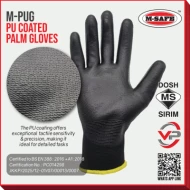 M-SAFE M-PUG Sarung Tangan PU Serbaguna PU Coated Palm Gloves Saiz 8 M 9 L Sarung Tangan Kerja Nipis PU SIRIM DOSH