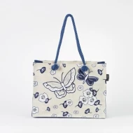 # AB 9 - TOSSA Fashion Jute Bag, floral print  royal blue (25 Units Per Carton)