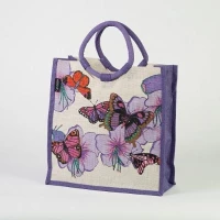 # AB 11 - TOSSA Fashion Jute Bag, butterfly print purple (25 Units Per Carton)