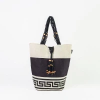 # AB 2 - TOSSA Fashion Jute Bag - Swastk print   Natural (500 gm Per Unit)