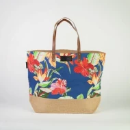 # RB 125 - TOSSA Fashion Cotton Bag - Tropical print blue (450 gm. Per Unit)