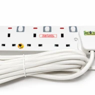 5 Gang 5 Meter Extension Socket White with Switch [SIRIM]