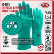 VPRO PPE GLOVE M-SAFE SIRIM DOSH M-NTG CHEMICAL RESISTANT NITRILE GLOVES  SARUNG TANGAN NITRIL LATEX HIJAU FREE MURAH SIZE 9 L 10 XL