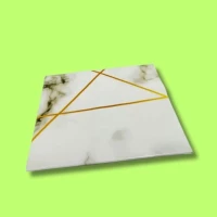 14" Square White Marble with Gold Lines Cake Board [4.0MM thick]