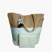 # AA 37 - TOSSA Fashion Jute Bag  Natural & Off white (25 Units Per Carton)