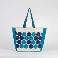 # AB 20 - TOSSA Fashion Jute Bag- Polka print  blue (25 Units Per Carton)