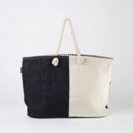 # RB 143 Black & Off white - TOSSA Fahion Jute Bag (900 gm. Per Unit)