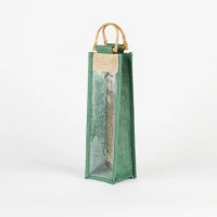 # WB 02 - TOSSA Jute Wine Bottle Bag  green (10 Units Per Carton)
