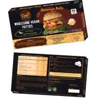WHOLESOME VEGAN PATTIES - MAHARAJA PATTY [Vegetarian, Frozen, Vegan & Halal | Burger  Patty] (25 Unit per Carton)