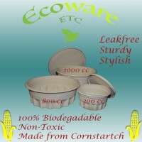 Leakfree & Compostable (Corn Starch) Bowl 800CC (120 Sets Carton)